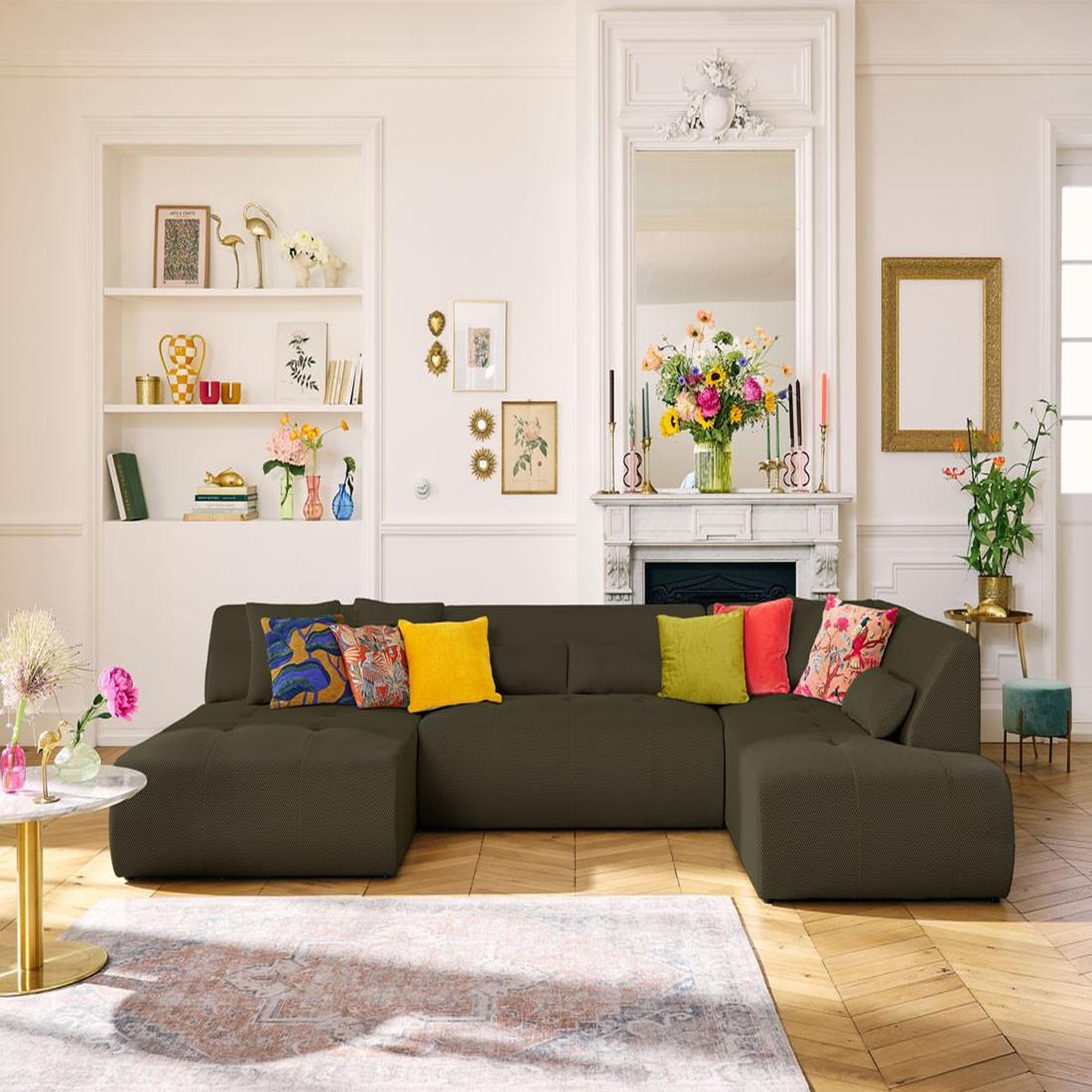 Voir la diapositive 1 : LISA DESIGN Onyx - canapé panoramique modulable d'angle droit - 7 places - en tissu mailles 3d