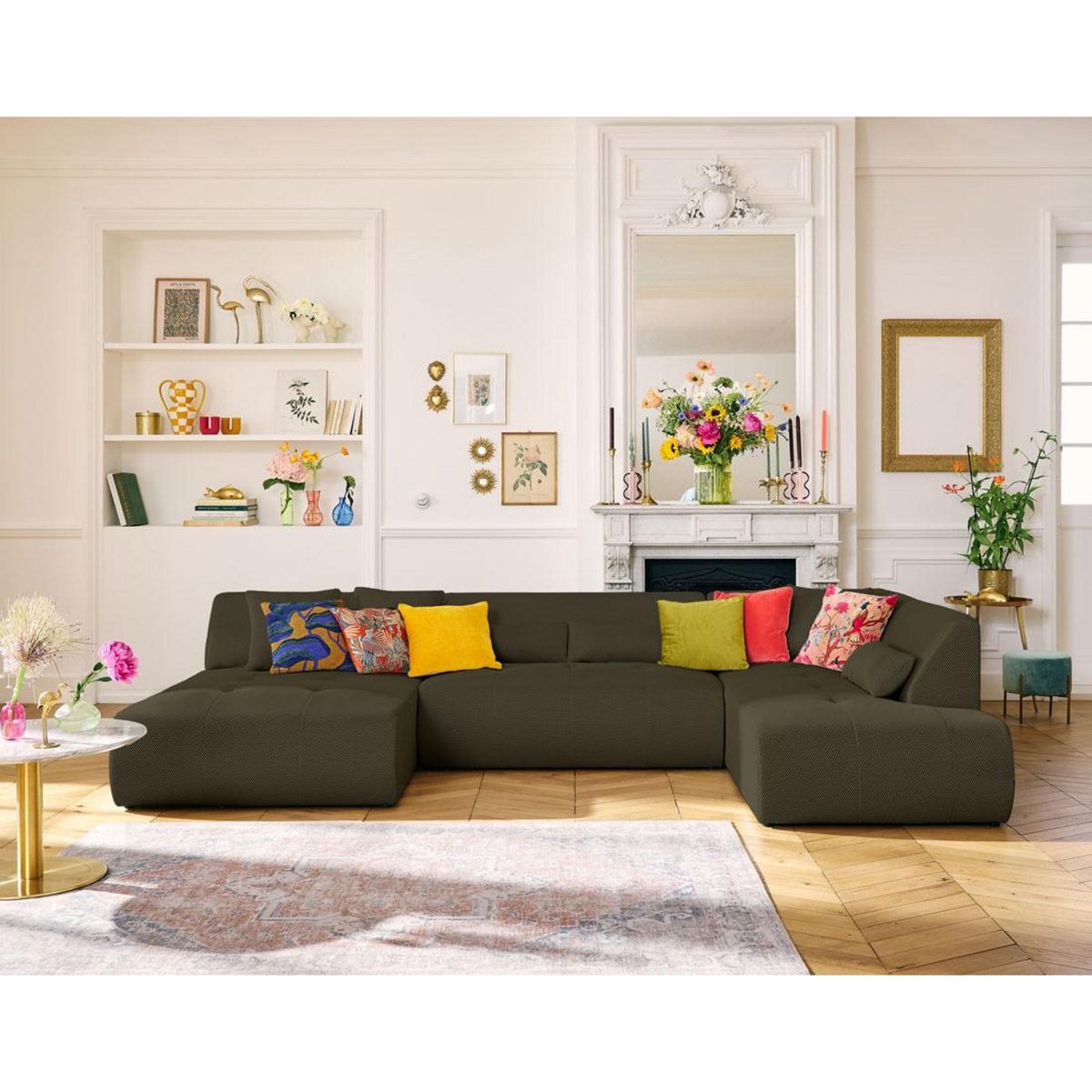 LISA DESIGN Onyx - canapé panoramique modulable d'angle droit - 7 places - en tissu mailles 3d