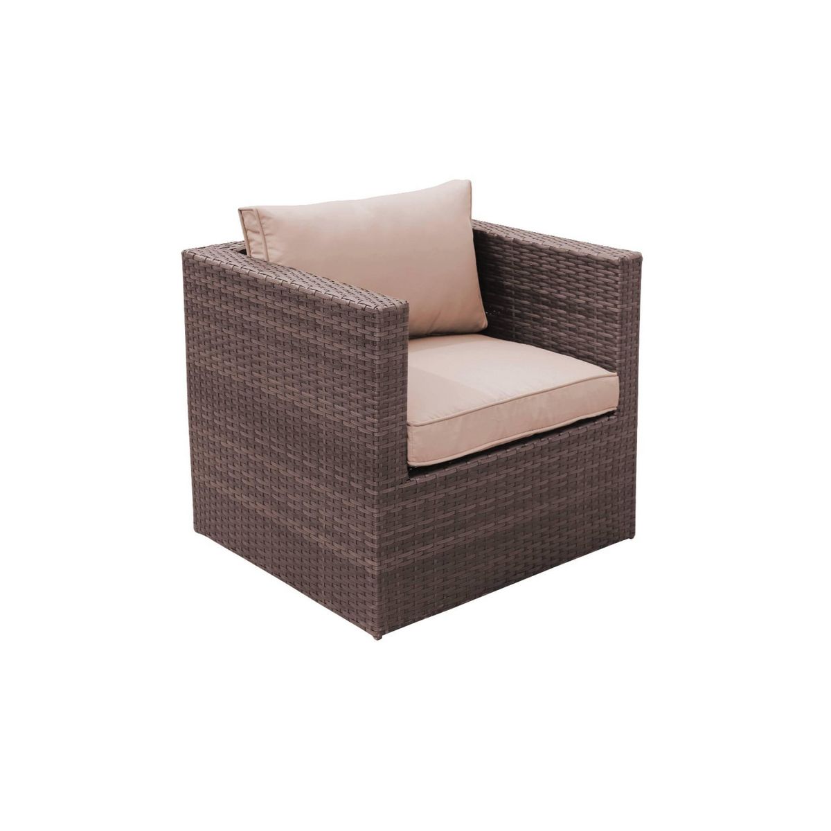 SWEEEK Salon de jardin table en résine tressée 5 places  Benito canapé fauteuil