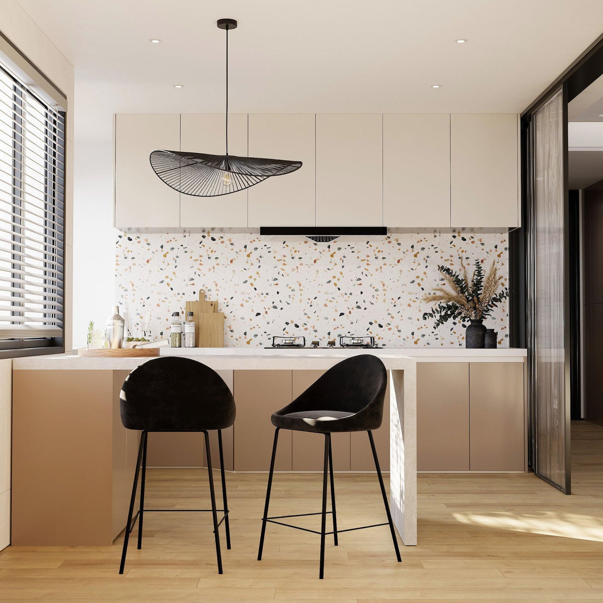 Rendez vous déco Suspension noire en papier de corde 75 cm-Mada