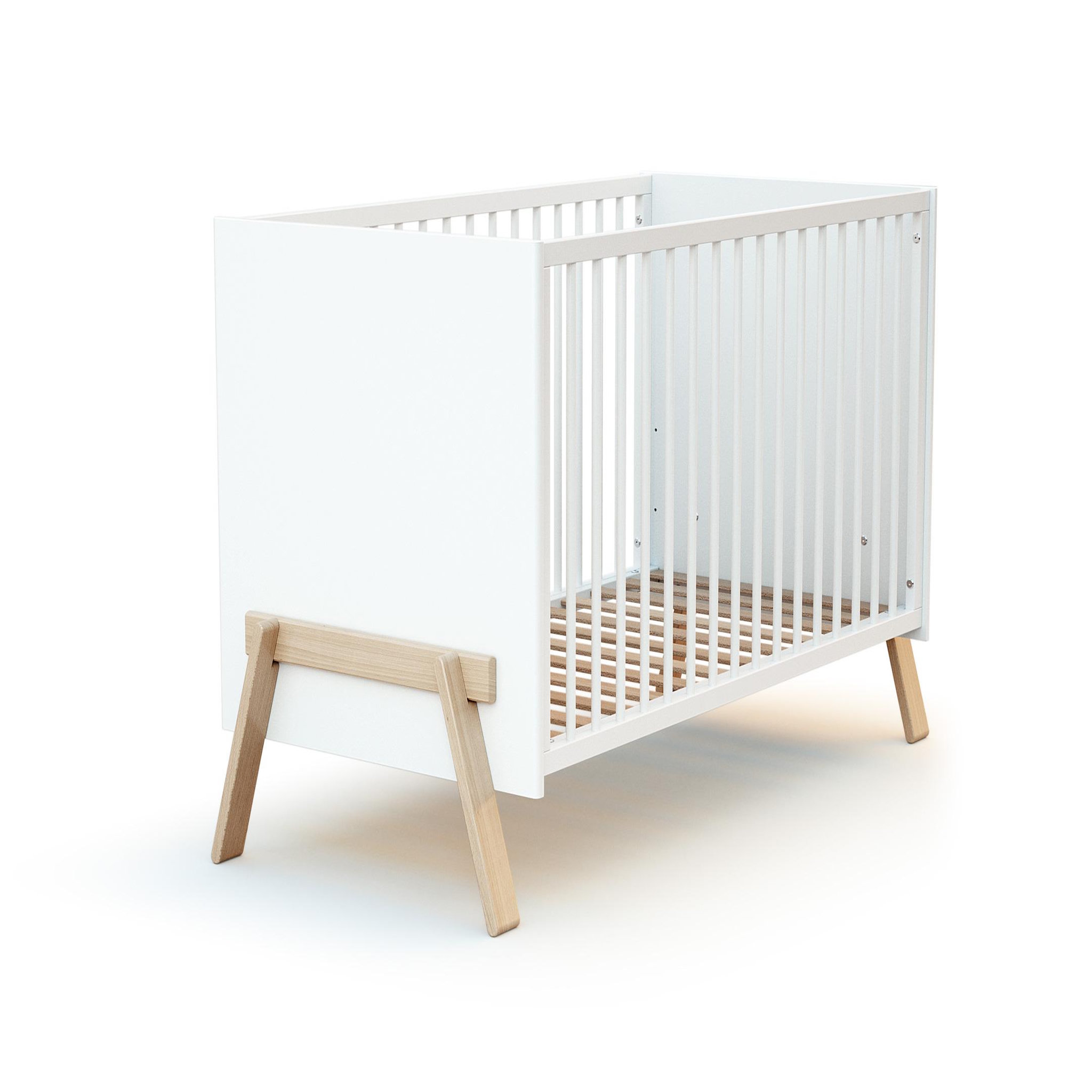 Voir la diapositive 4 : AT4 Lit bébé 60x120 canaille blanc et hêtre