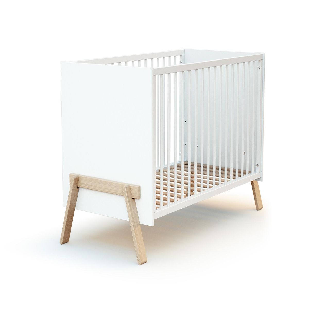 AT4 Lit bébé 60x120 CANAILLE Blanc et Hêtre