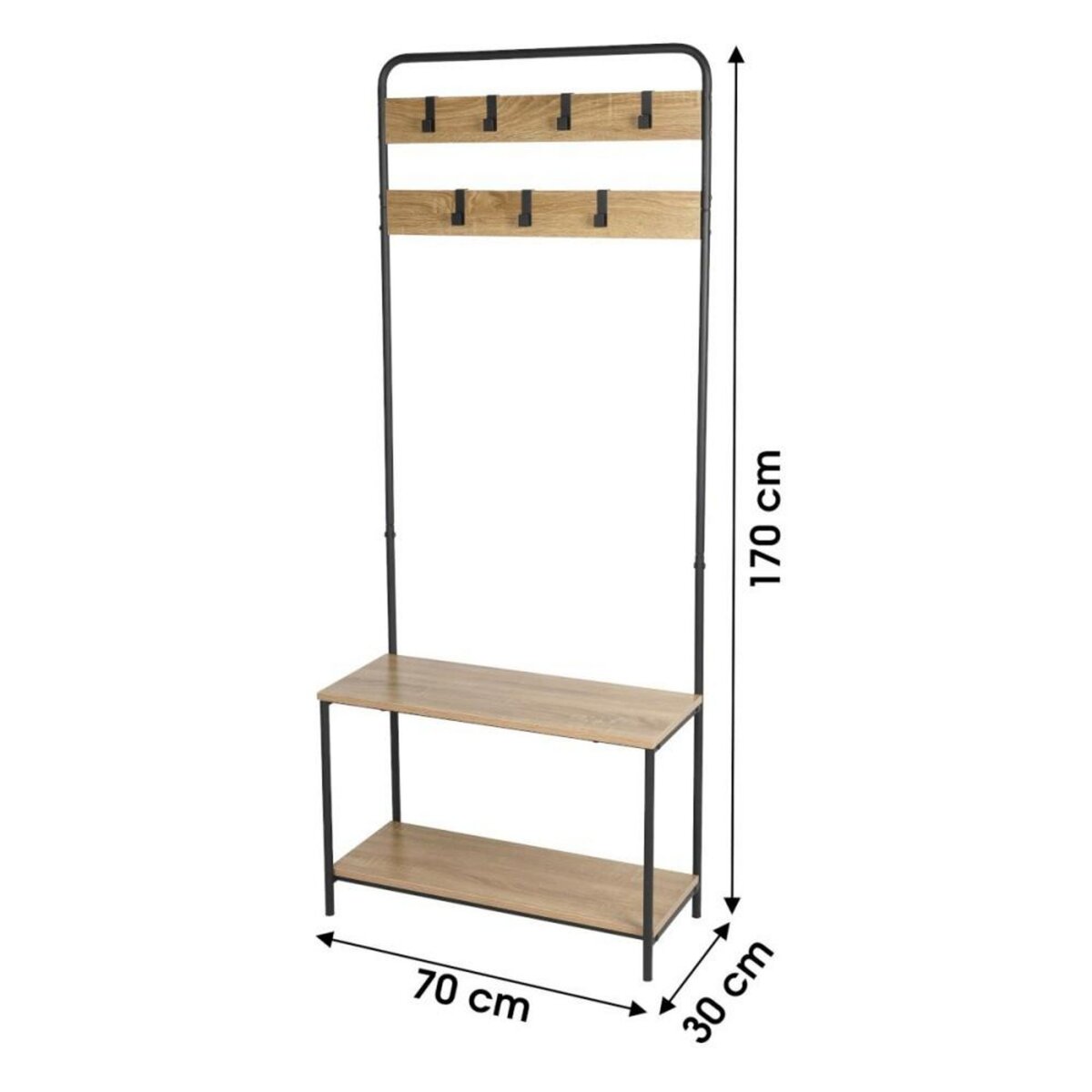 FORNORD Vestiaire en métal porte-manteaux avec 2 étagères