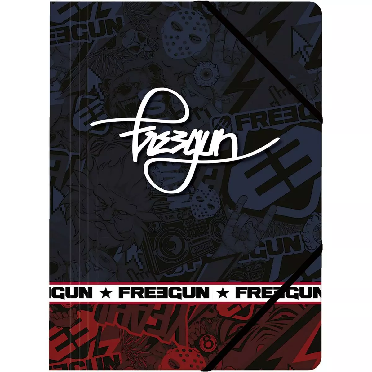FREEGUN Chemise à élastique 24x32cm carton Freegun graffiti gris et rouge