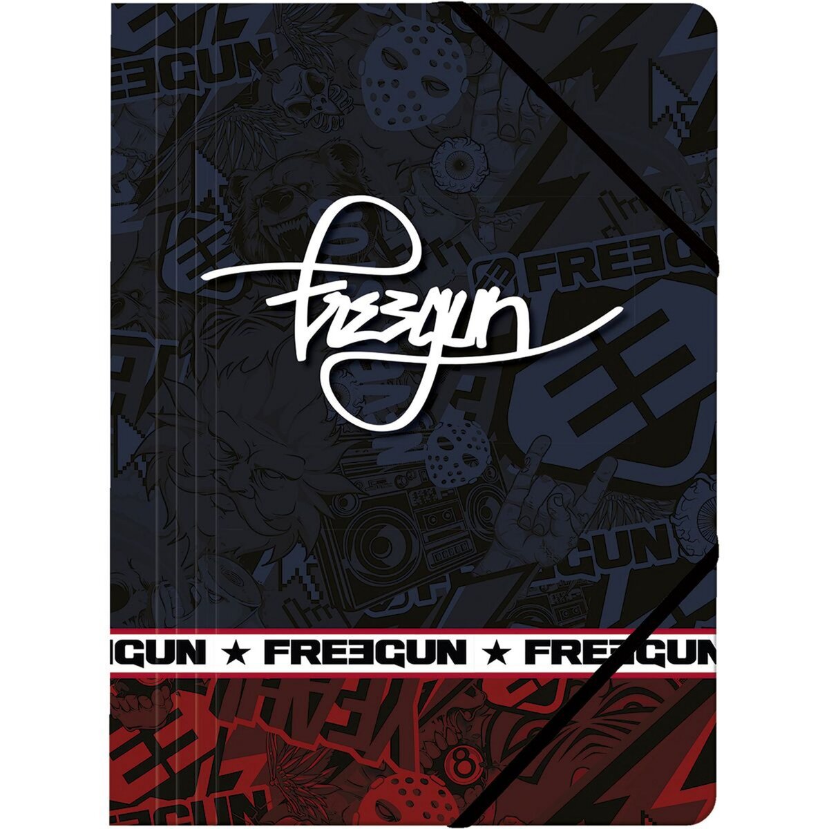 FREEGUN Chemise à élastique 24x32cm carton Freegun graffiti gris et rouge