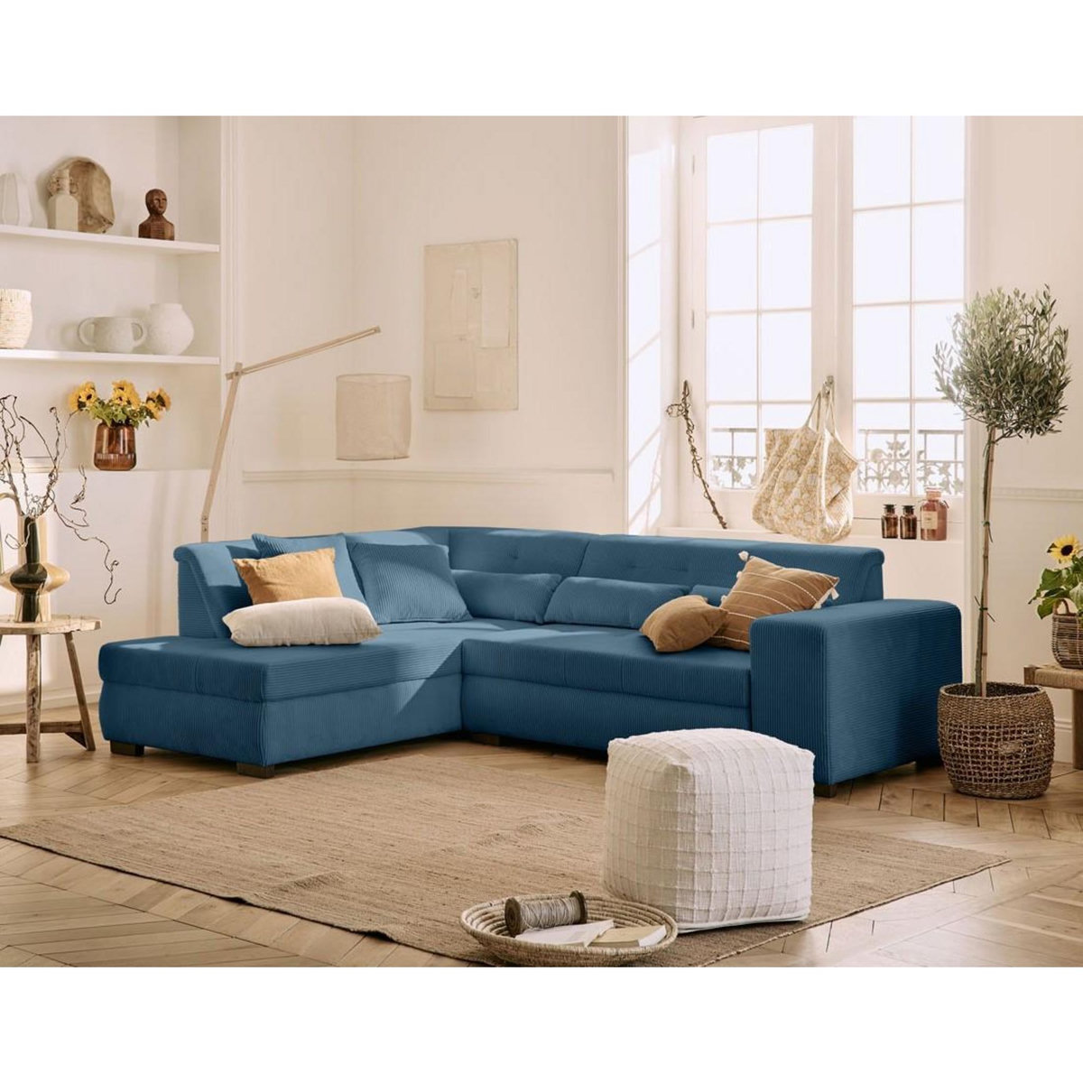 LISA DESIGN Vermont - canapé d'angle gauche - 5 places - convertible - en velours côtelé