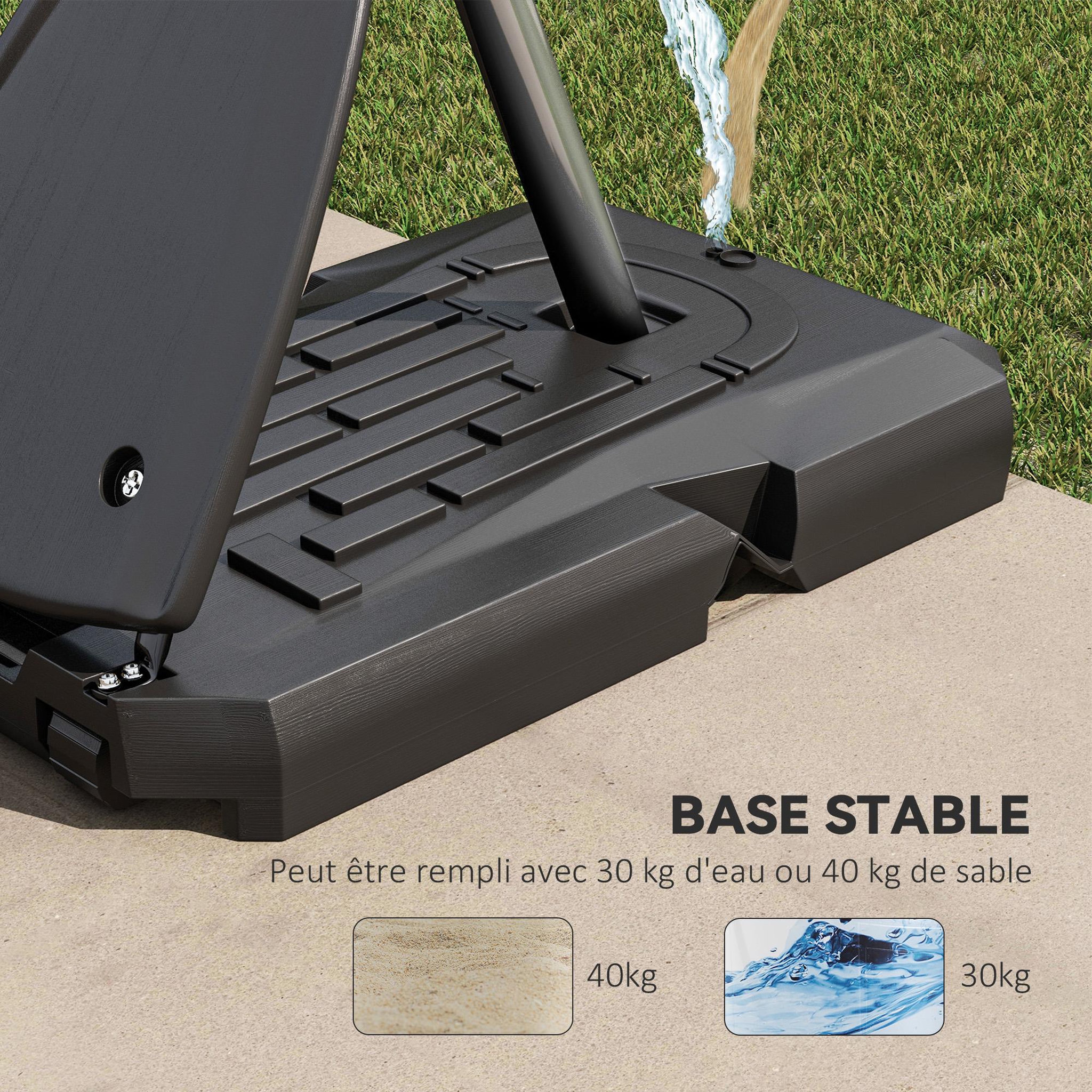 Voir la diapositive 5 : HOMCOM Panier de basket-ball sur pied avec base de lestage sur roulettes hauteur réglable 2,93-3,5 m acier pc noir