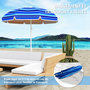 Voir la diapositive 4 : OUTSUNNY Parasol de plage inclinable rond dia. 1,8 m UPF50+ sac de transport inclus bleu blanc rayé