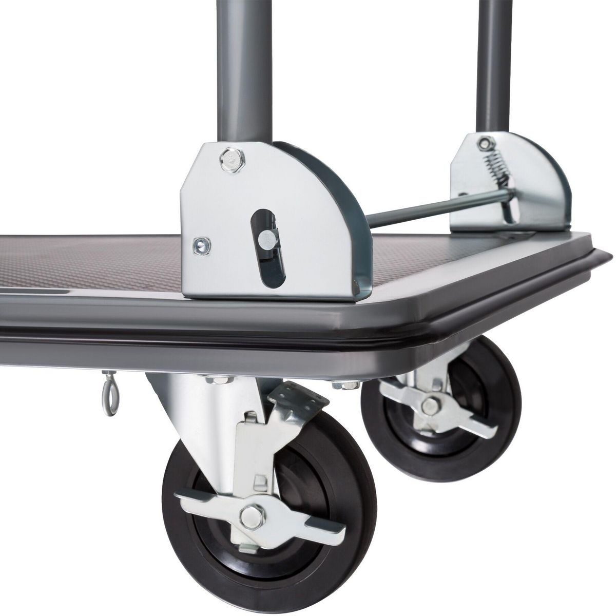 tectake Chariot à plateforme Poignée pliable avec compartiment de rangement noir