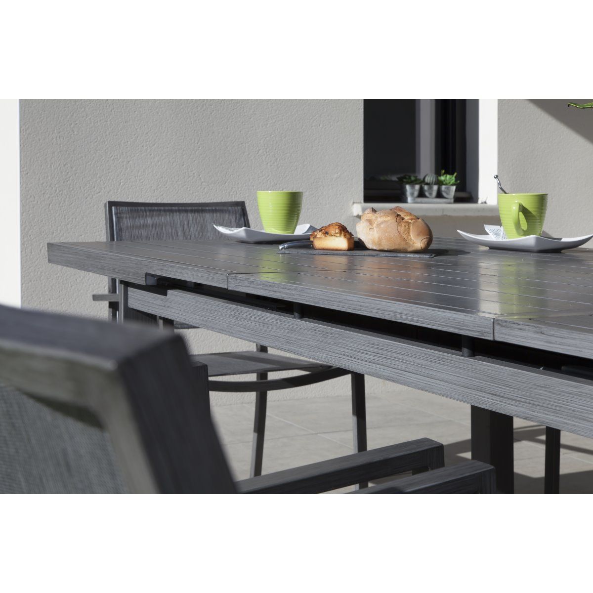 Table de jardin extensible 180/240x100cm aluminium gris LUPIN
