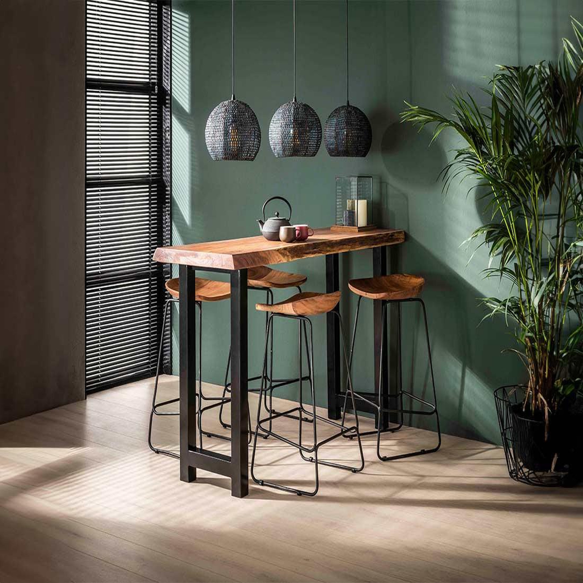 Voir la diapositive 3 : BEST MOBILIER Djoda - lot de 4 tabourets de bar - bois massif d'acacia