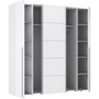 Voir la diapositive 4 : MARKET24 Armoire NARAGO - Décor Blanc mat - 2 portes coulissantes + 2 portes battantes + 2 penderies - L200 x P61 x H210 cm