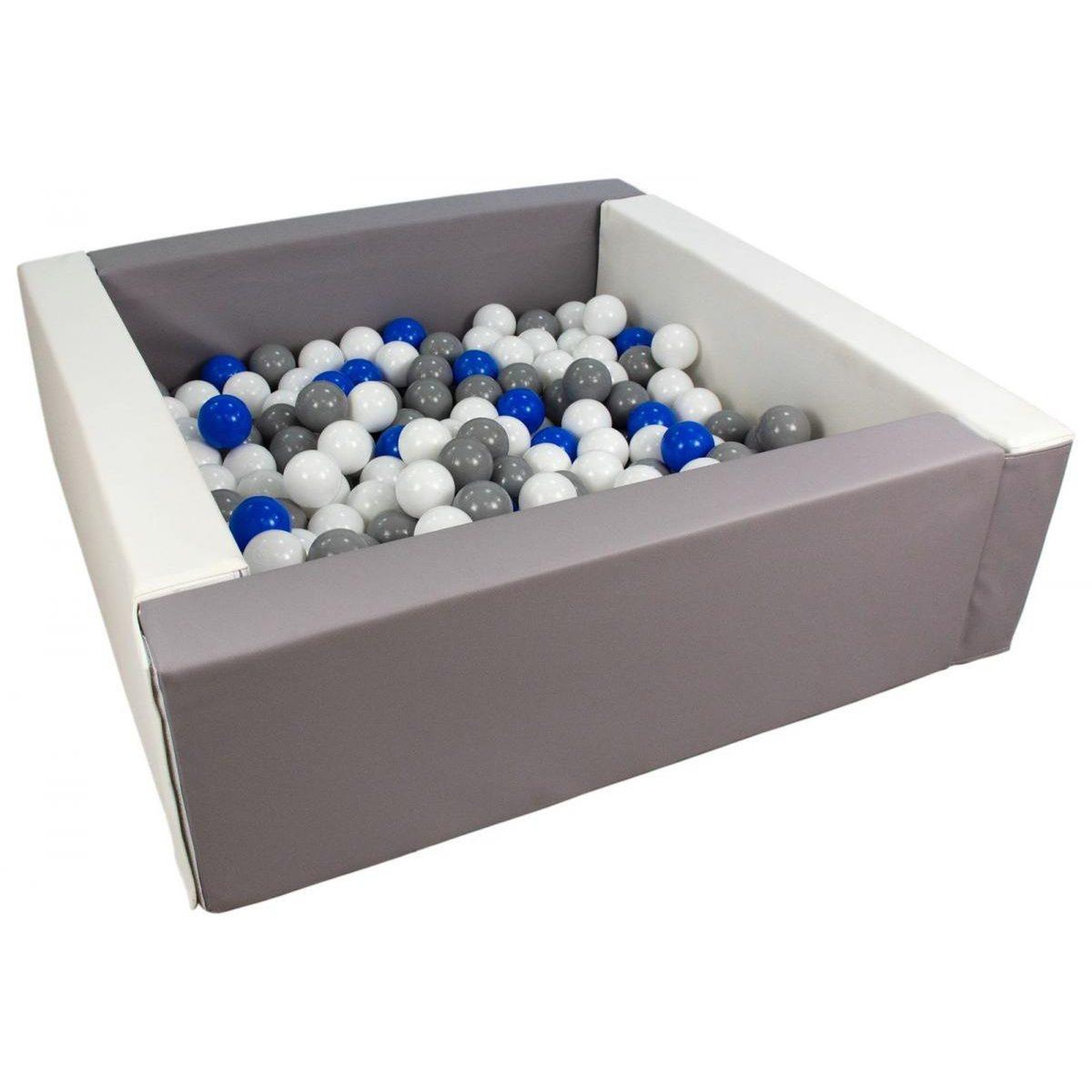 VELINDA Piscine à balles carrée avec 200 balles - blanc, gris/blanc, bleu, gris