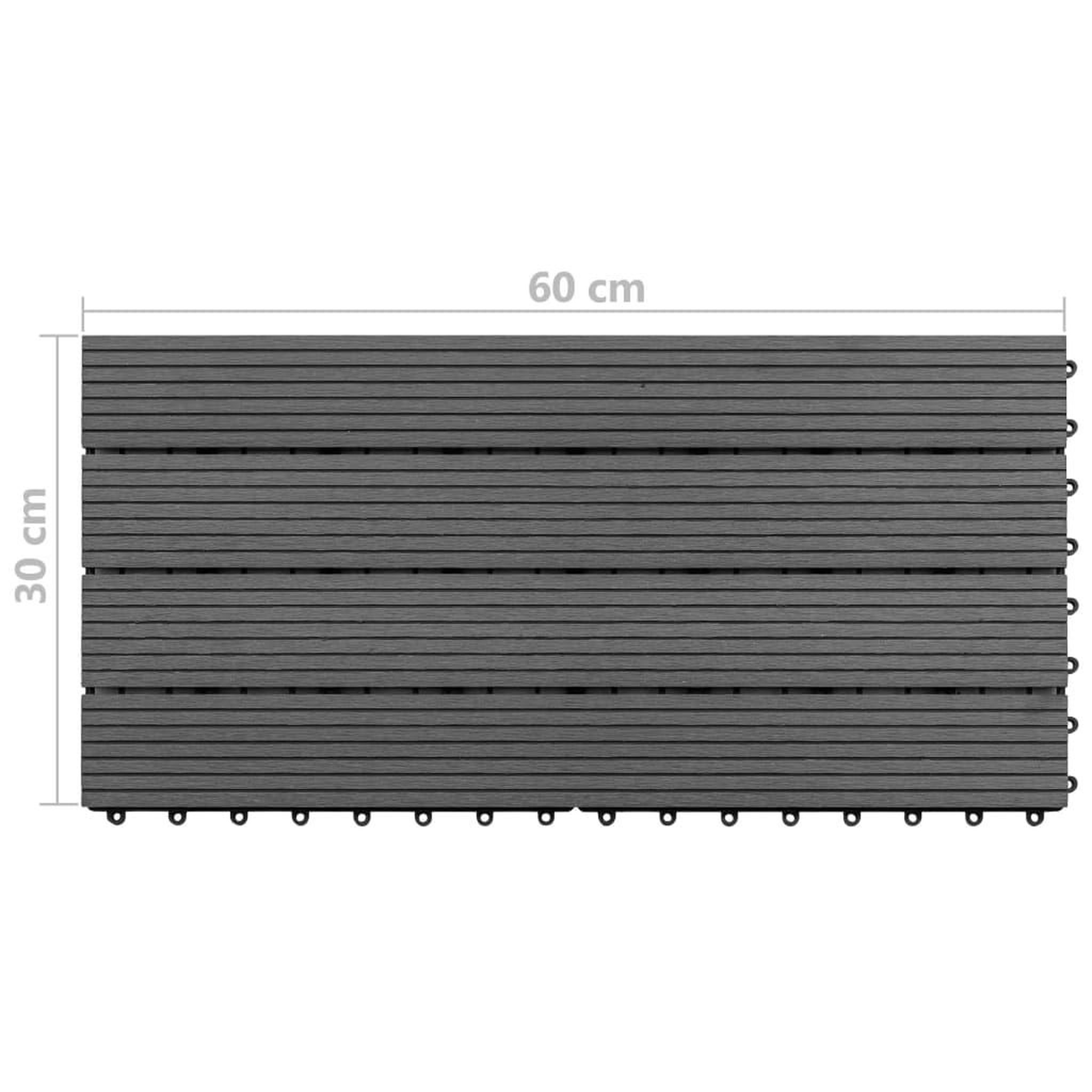 Voir la diapositive 6 : VIDAXL Dalles WPC 60x30 cm 6 pcs 1m^2 Gris