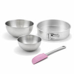 ZENKER Set de 4 ustensiles de pâtisserie moule à gâteaux 2 bols et spatule Zenker Silver