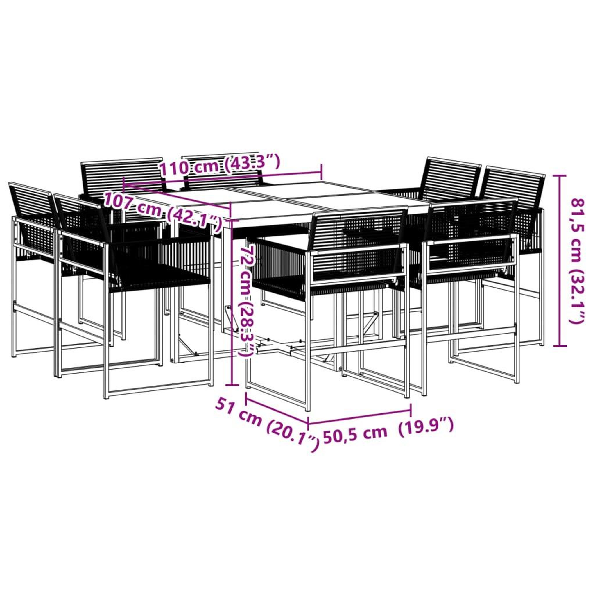 Voir la diapositive 6 : VIDAXL Ensemble a manger de jardin 9 pcs Noir Resine tressee
