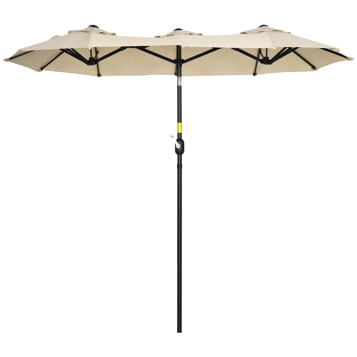 OUTSUNNY Parasol de jardin inclinable grande taille ouverture fermeture manivelle acier polyester haute densité beige