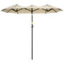 Voir la diapositive 1 : OUTSUNNY Parasol de jardin inclinable grande taille ouverture fermeture manivelle acier polyester haute densité beige