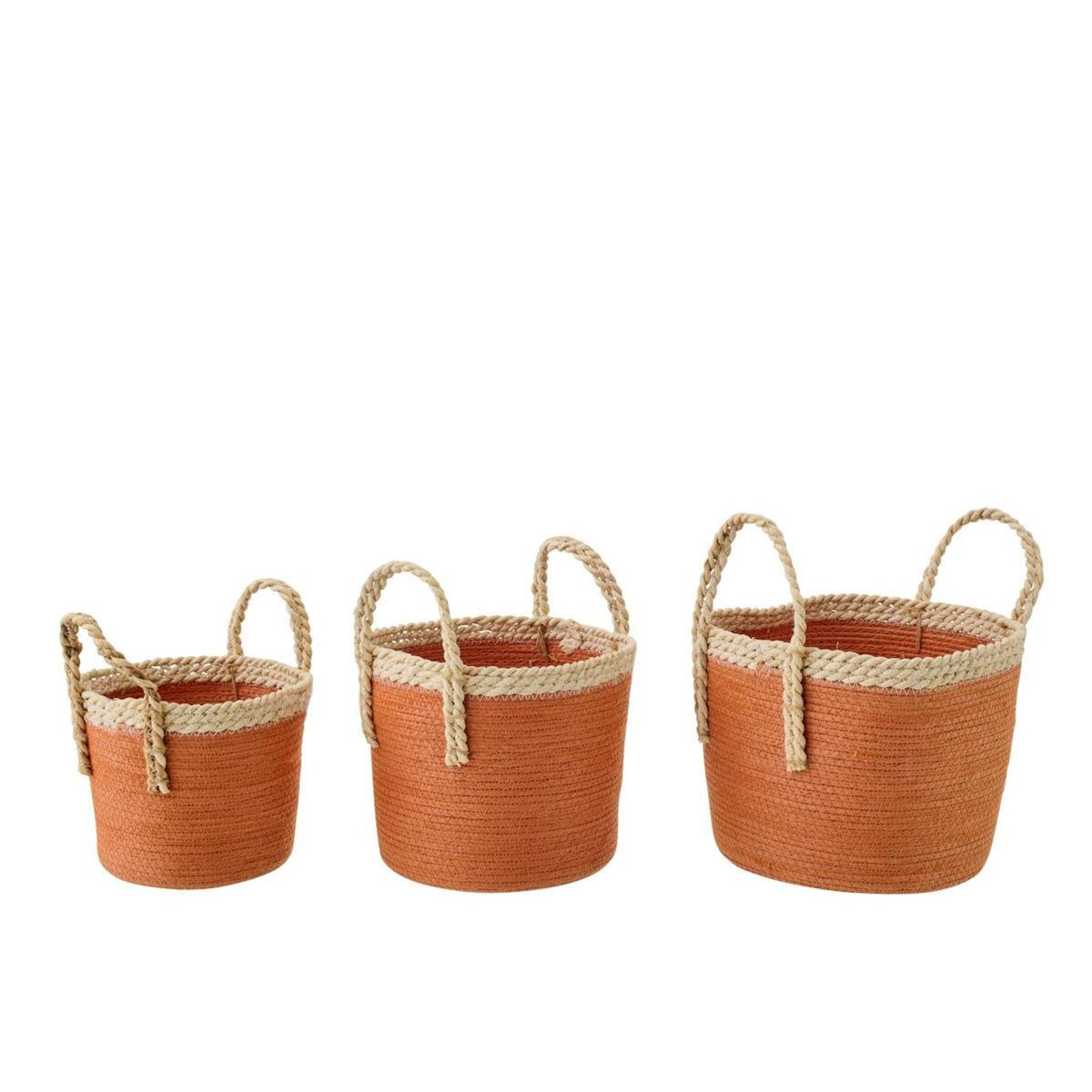 Paris Prix Lot de 3 Paniers de Rangement  Issac  29cm Orange