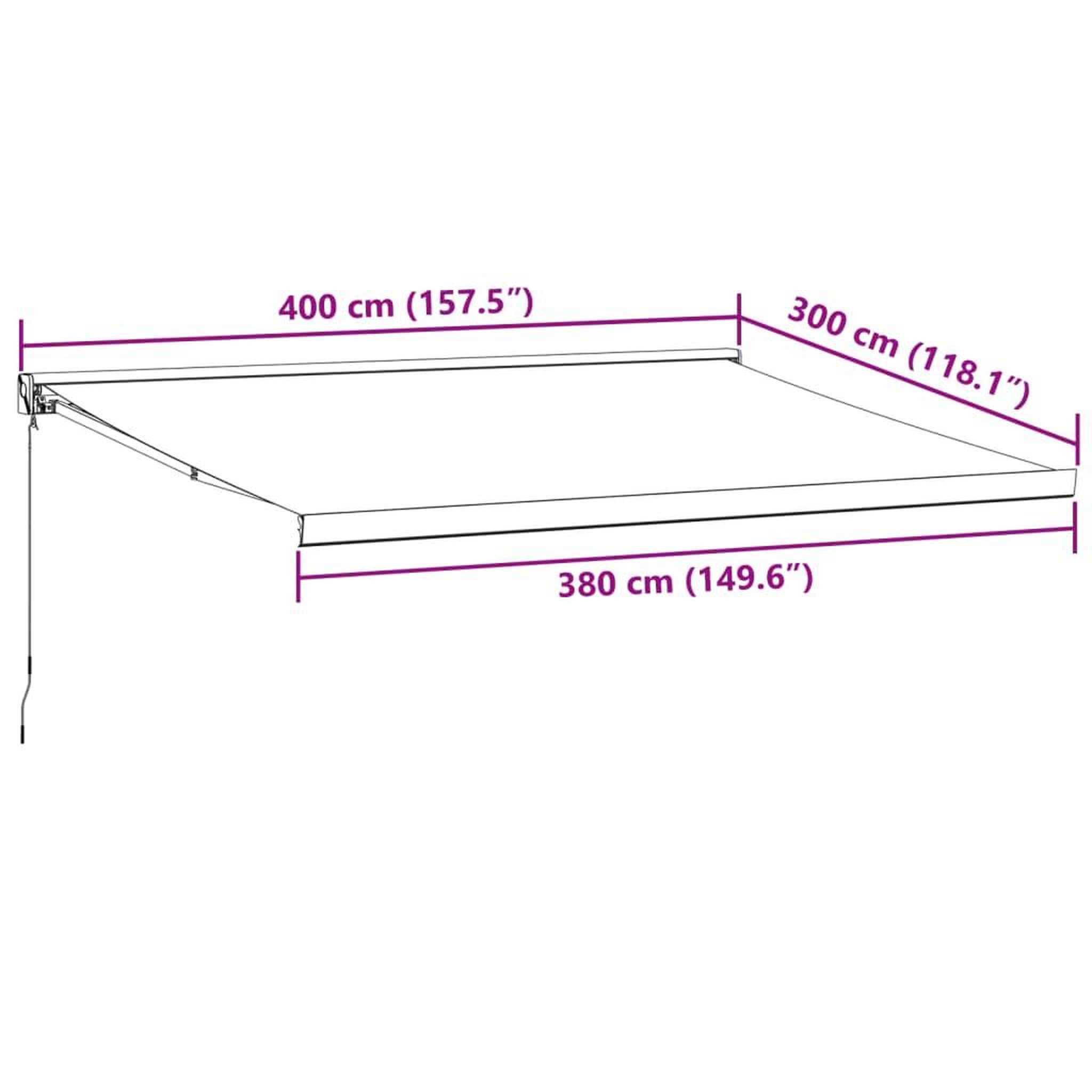Voir la diapositive 6 : VIDAXL Auvent manuel retractable bordeaux 400x300 cm