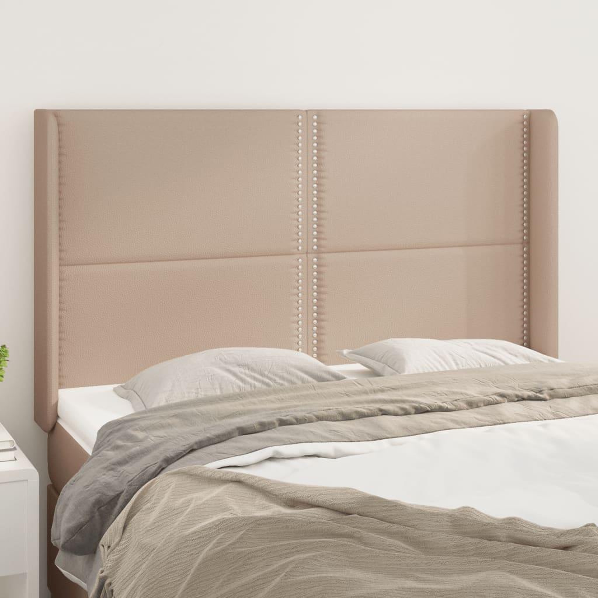 Voir la diapositive 1 : VIDAXL Tete de lit avec oreilles Cappuccino 147x16x118/128 cm