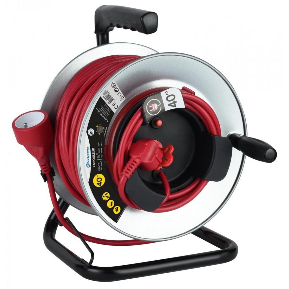 Electraline Enrouleur de câble électrique jardin avec terre fixe L. 40 m ho5vvf 3g1.5