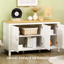 Voir la diapositive 4 : HOMCOM Buffet bas style classique chic - 3 portes, 2 étagères réglables - MDF panneaux blanc aspect bois clair