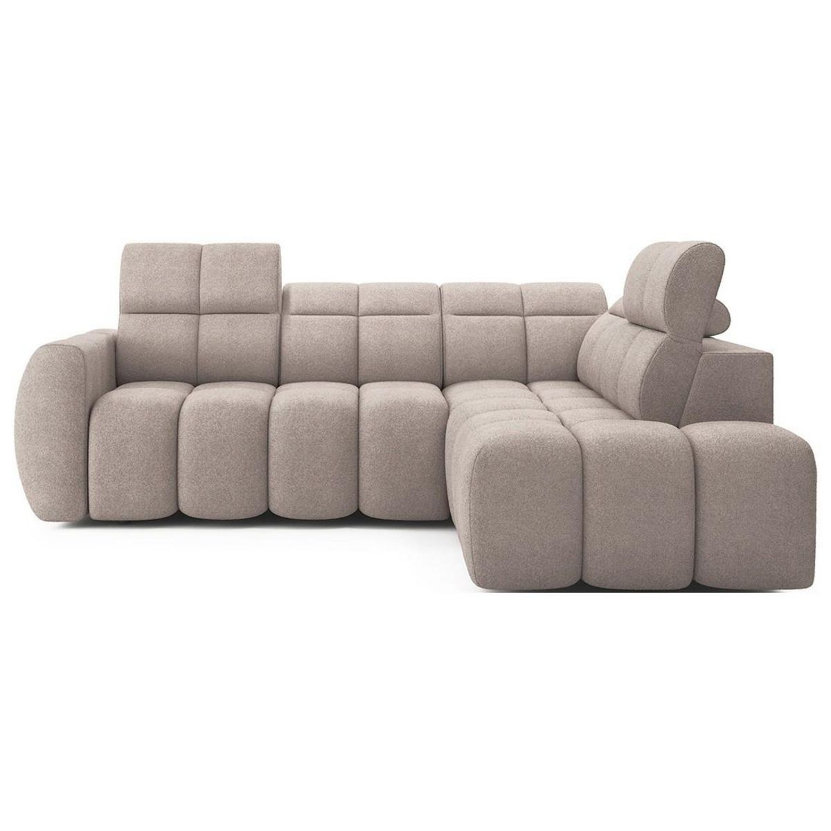 BEST MOBILIER Basile - canapé d'angle droit 4 places assise extensible électrique avec coffre en tissu texturé