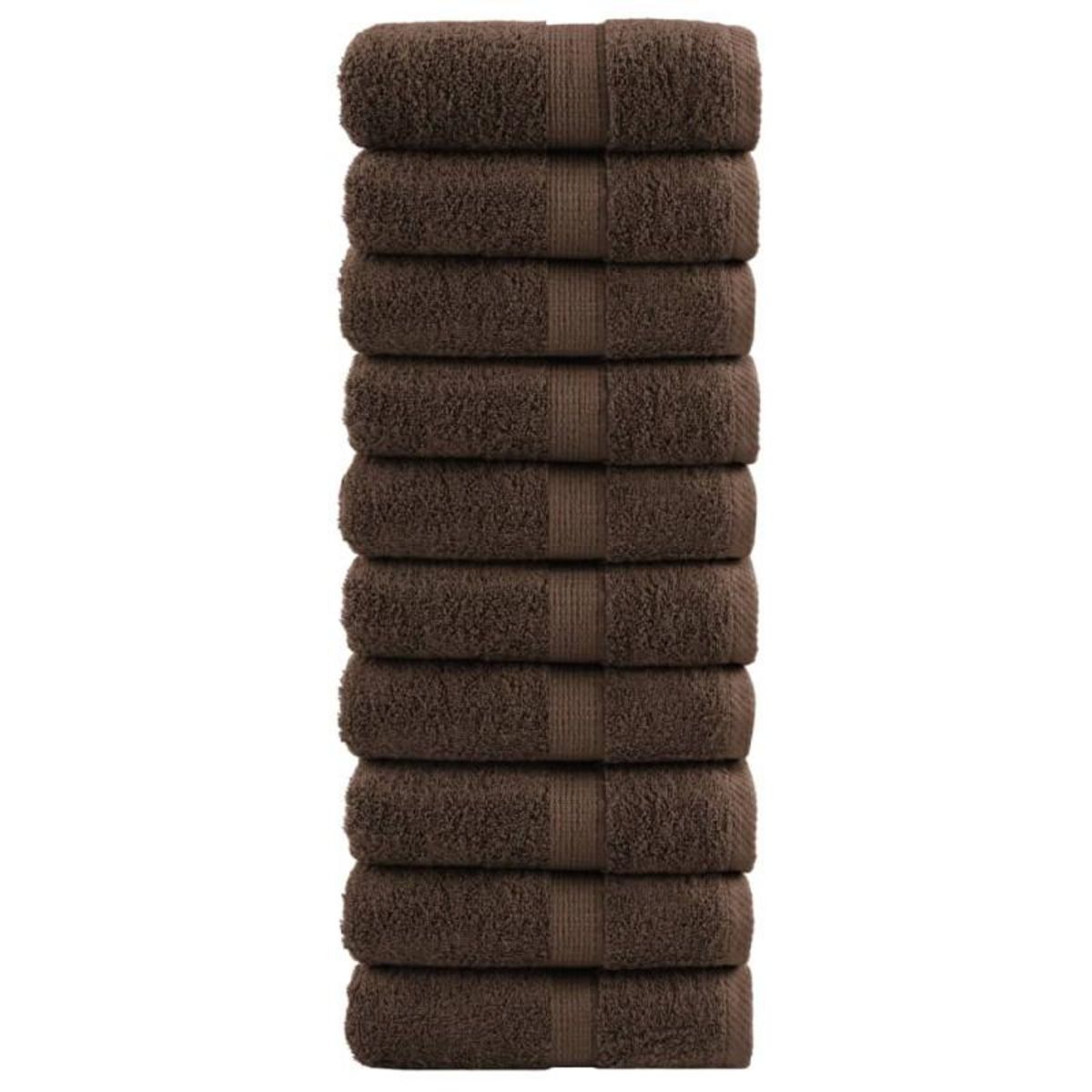 VIDAXL Serviettes de visage de qualité supérieure SOLUND 10 pcs marron