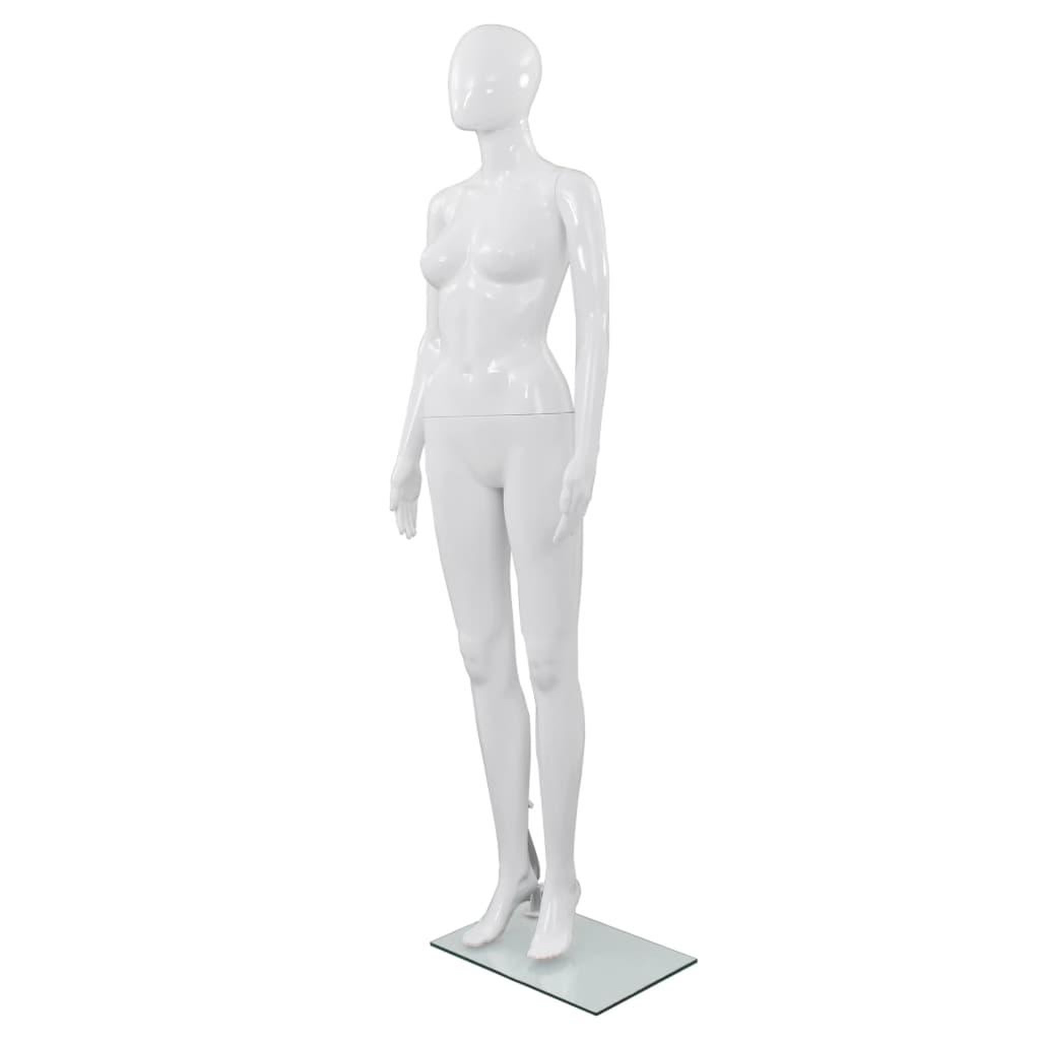 Voir la diapositive 1 : VIDAXL Mannequin femme corps complet base verre Blanc brillant 175 cm