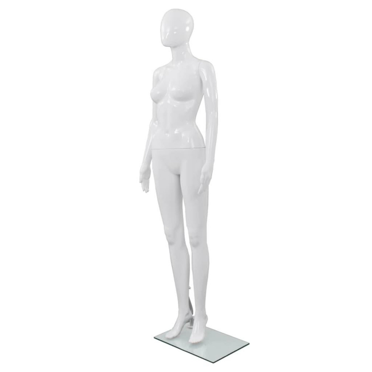 VIDAXL Mannequin femme corps complet base verre Blanc brillant 175 cm