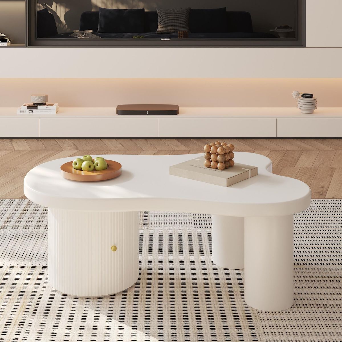 MERAX Table basse forme atypique blanc - 60x100 cm mdf