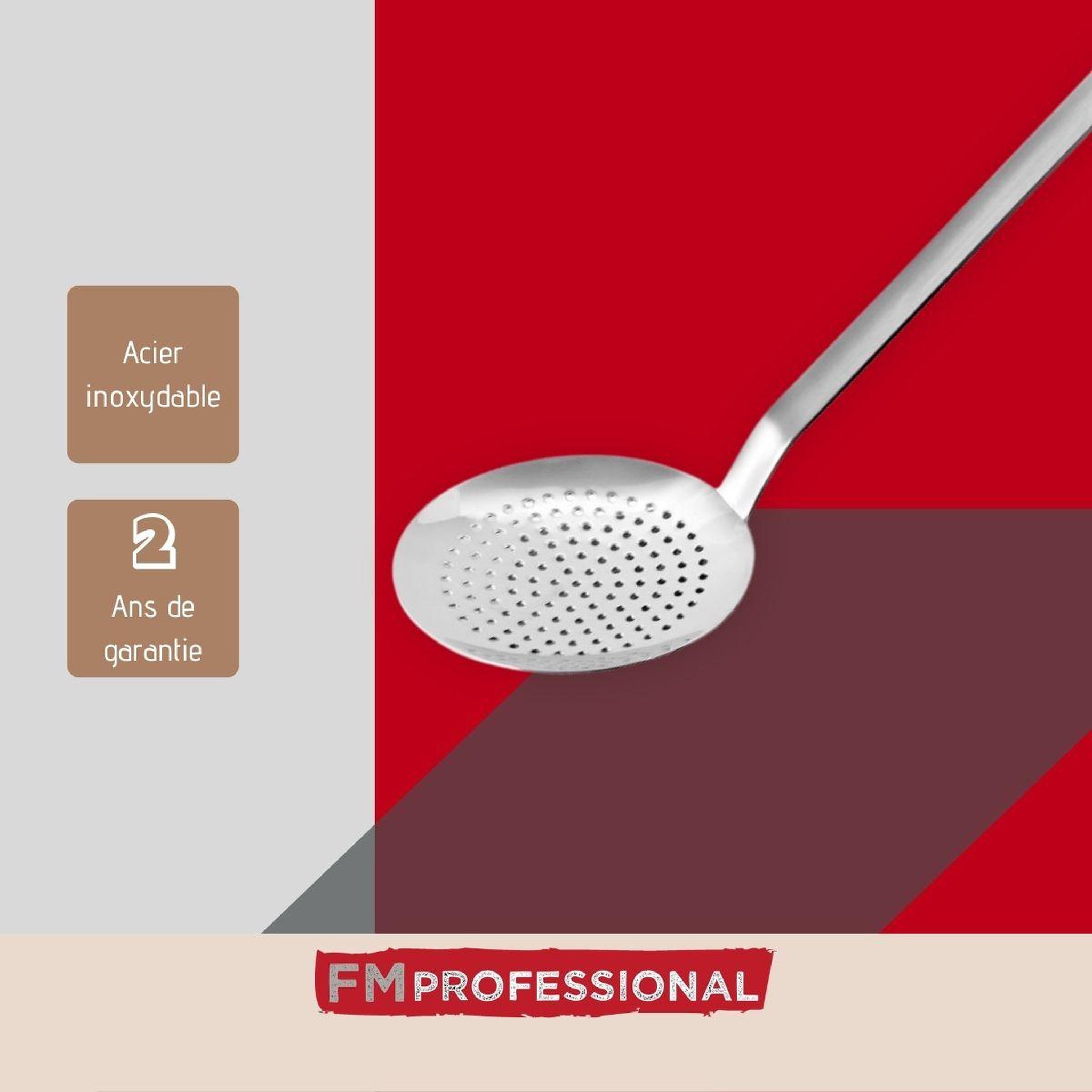 Voir la diapositive 4 : FM PROFESSIONAL Ecumoire de cuisine inox 50 cm fm professional divers