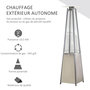 Voir la diapositive 5 : OUTSUNNY Outsunny Parasol chauffant pyramide 10,5 kW - chauffage d'extérieur gaz - chauffage de terrasse - double sécurité - puissance réglable - roulettes, housse incluse - acier inox. gris métal