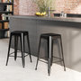 Voir la diapositive 2 : MAISON PAVANE Lot de 2 tabourets pour îlot central 66 cm en métal noir mat-Indus