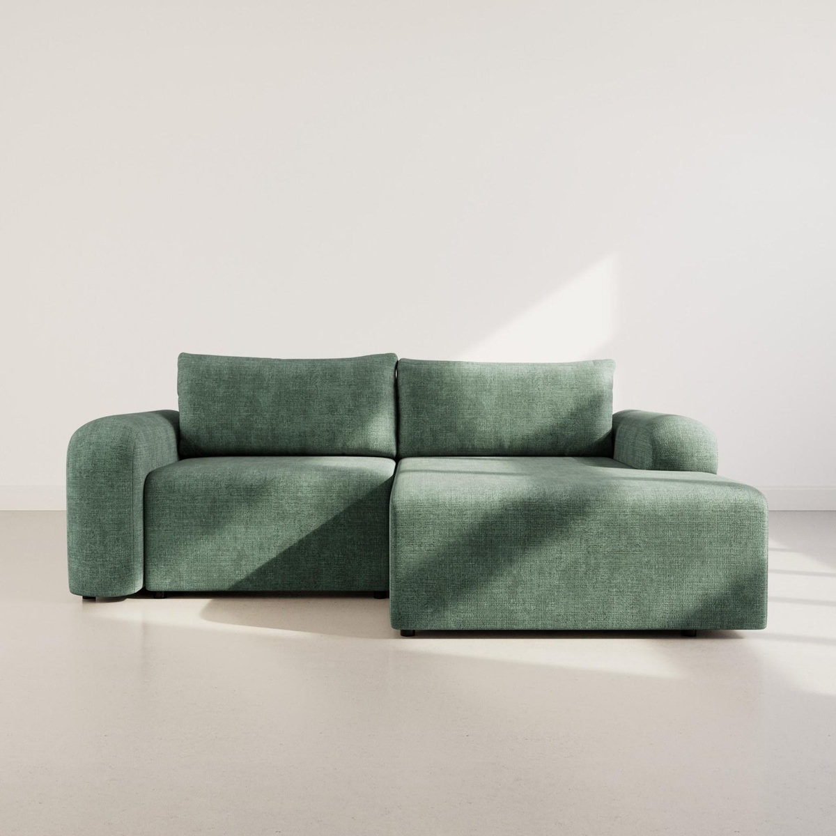 BEST MOBILIER Rebecca - canapé d'angle droit 4 places convertible avec coffre en velours texturé