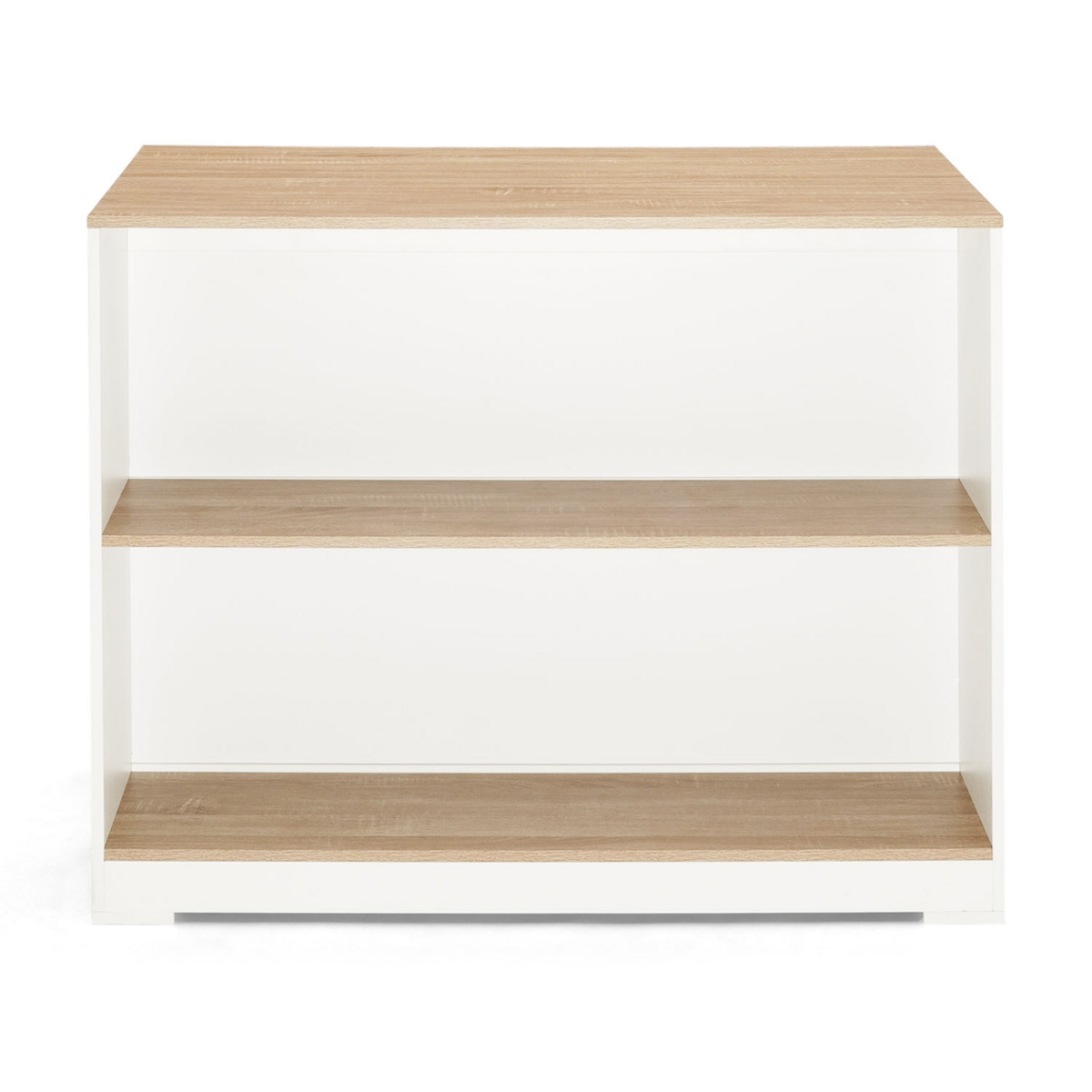 ID MARKET Table de bar îlot JUNO bois blanc et plateau façon hêtre