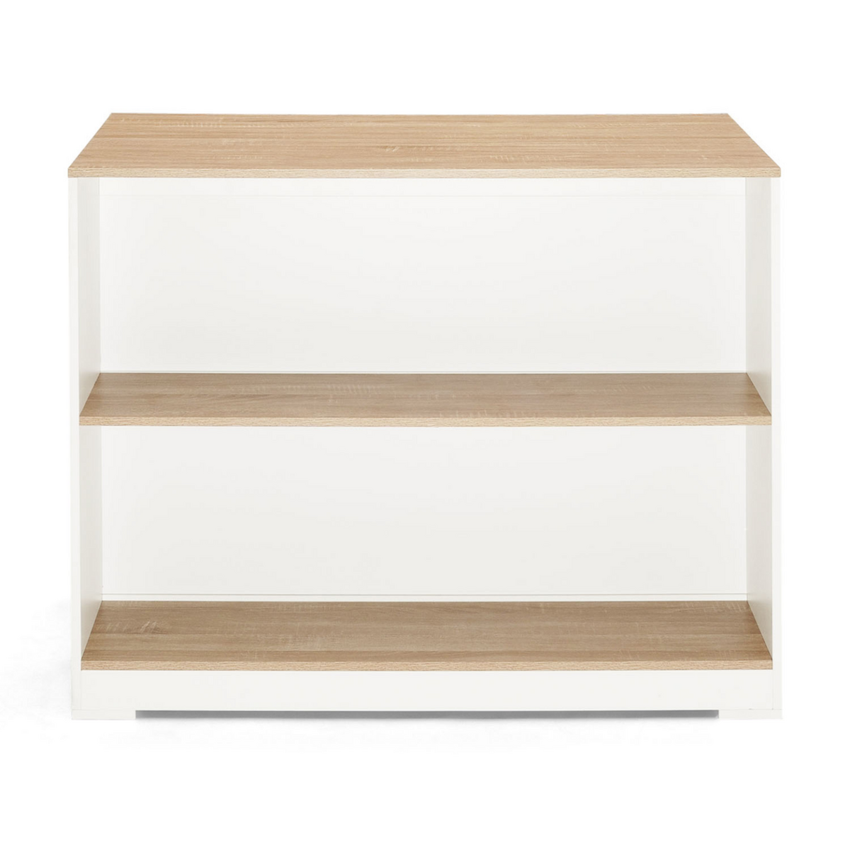 ID MARKET Table de bar îlot JUNO bois blanc et plateau façon hêtre