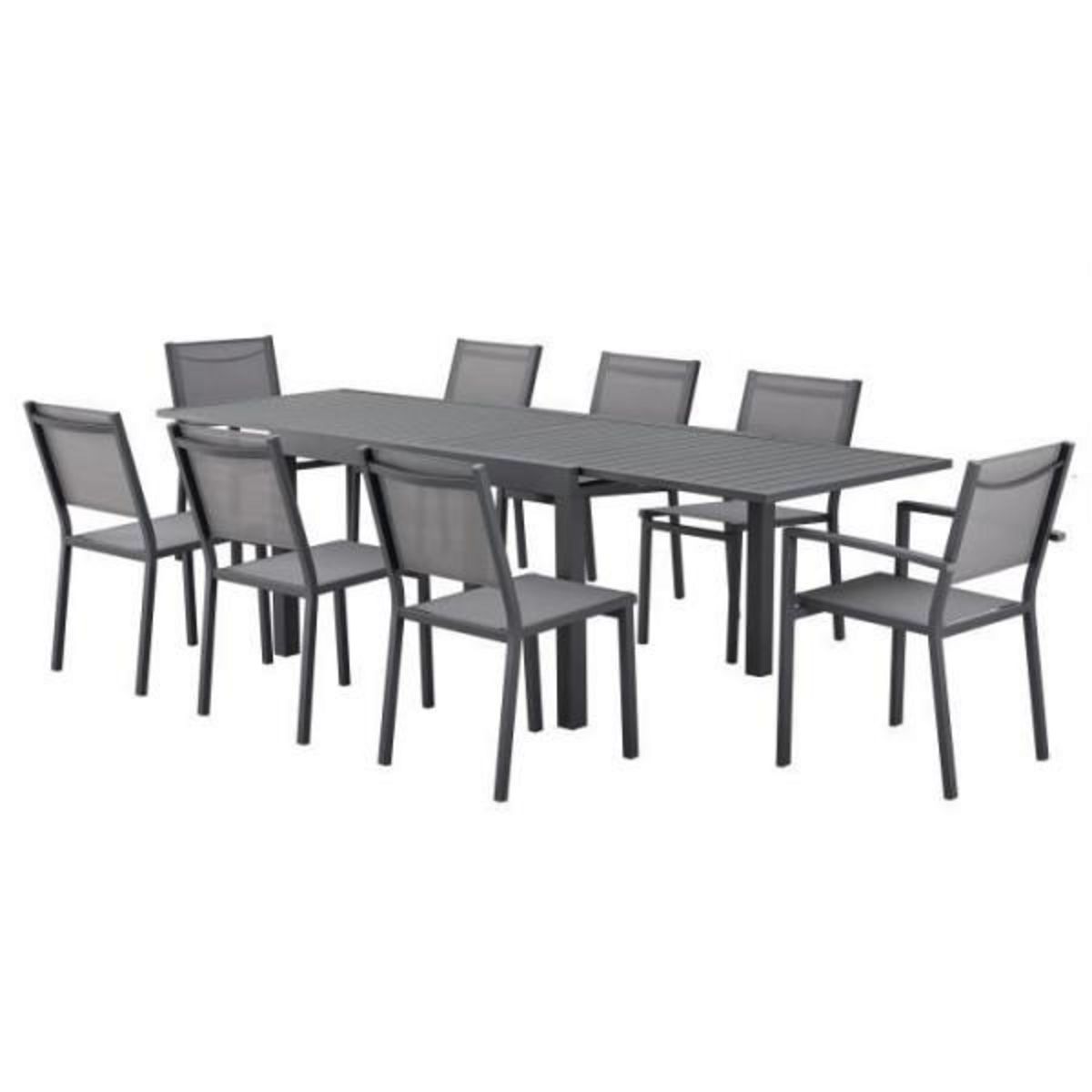 MARKET24 Table de jardin extensible rectangulaire 6 a 10 personnes - Structure aluminium - L 135-270 x P 90 x H 75 cm - Gris foncé