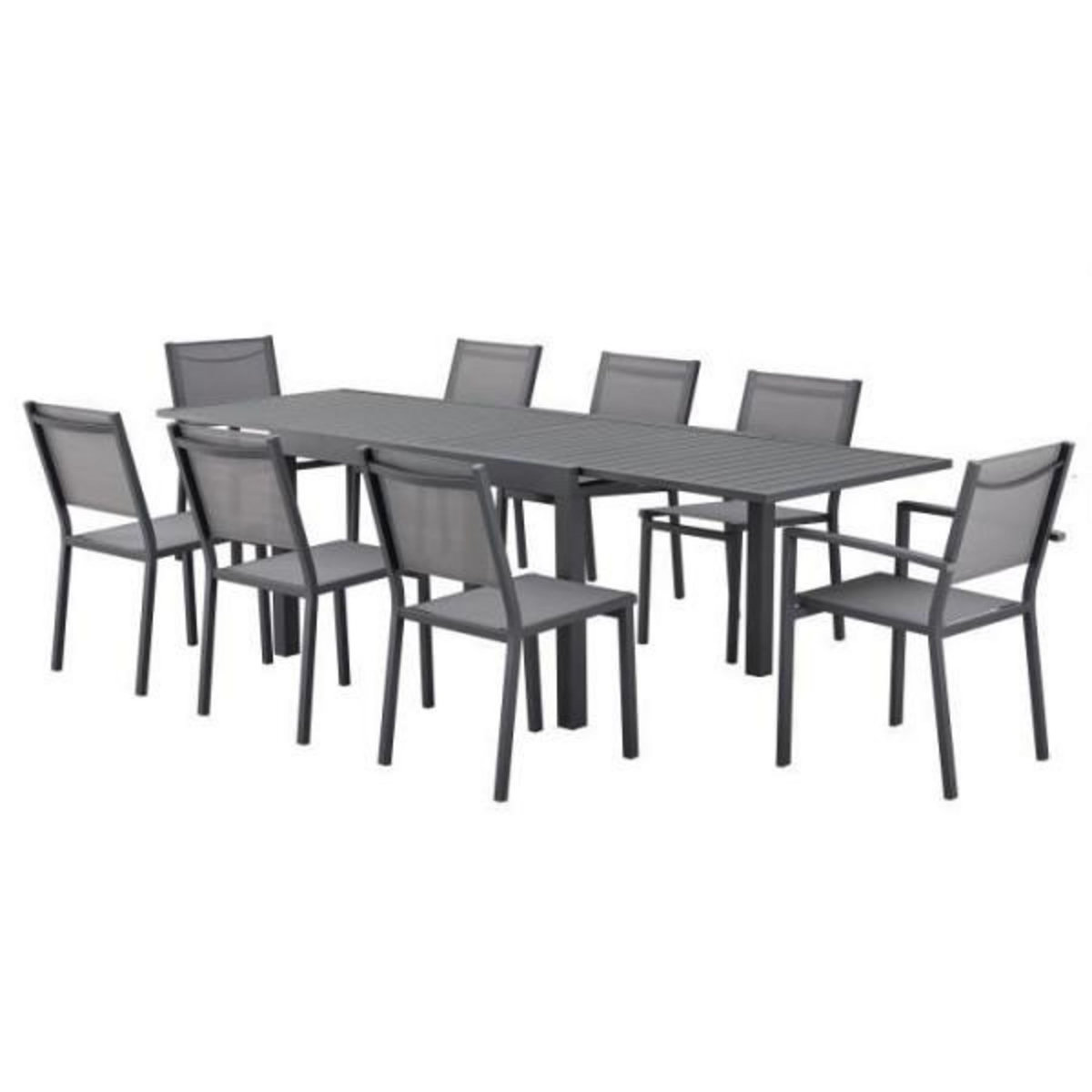 MARKET24 Table de jardin extensible rectangulaire 6 a 10 personnes - Structure aluminium - L 135-270 x P 90 x H 75 cm - Gris foncé