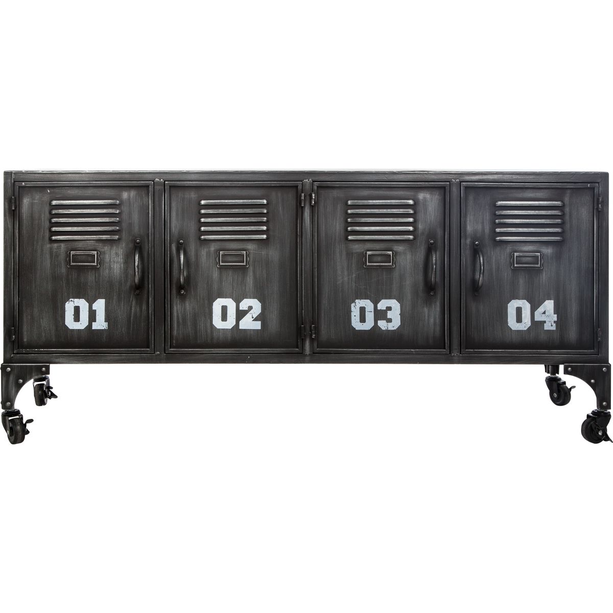 ATMOSPHERA Meuble de rangement métal 4 casiers avec roulettes L90cm SEVERIN