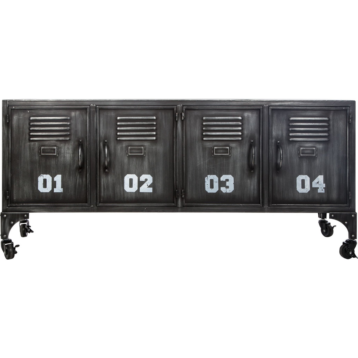 ATMOSPHERA Meuble de rangement métal 4 casiers avec roulettes L90cm SEVERIN