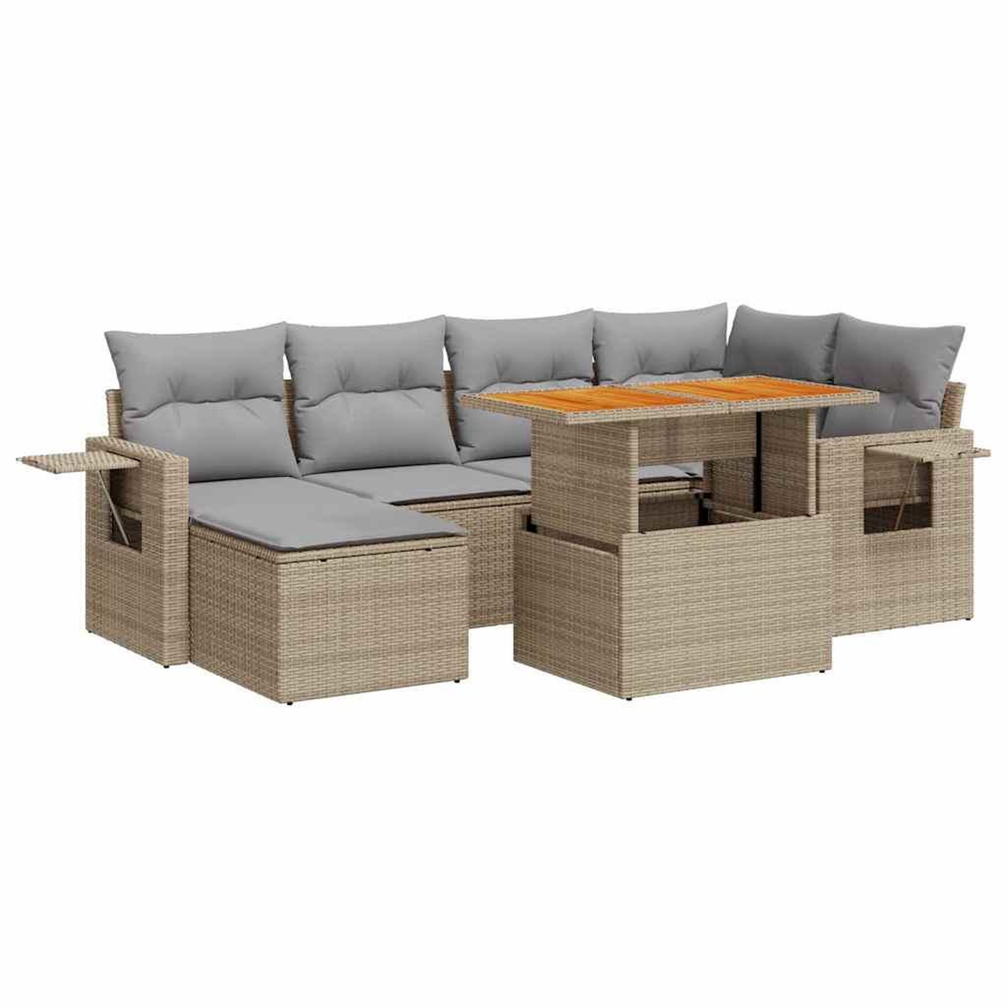 Voir la diapositive 2 : VIDAXL Salon de jardin avec coussins 7 pcs beige resine tressee