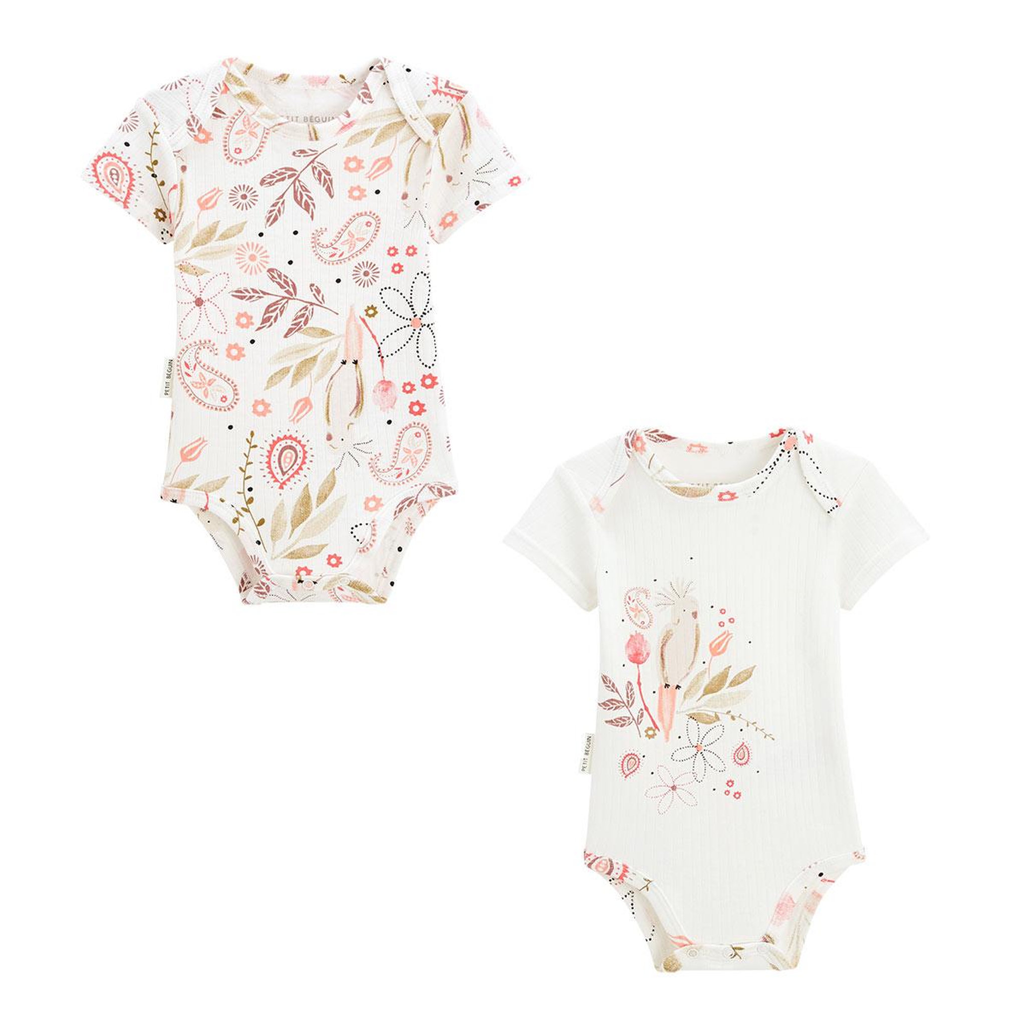 Voir la diapositive 1 : Petit Béguin Lot de 2 bodies bébé manches courtes Haapiti