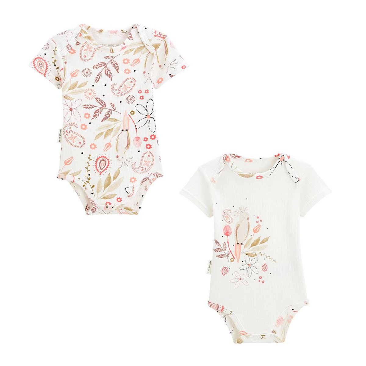 Petit Béguin Lot de 2 bodies bébé manches courtes Haapiti