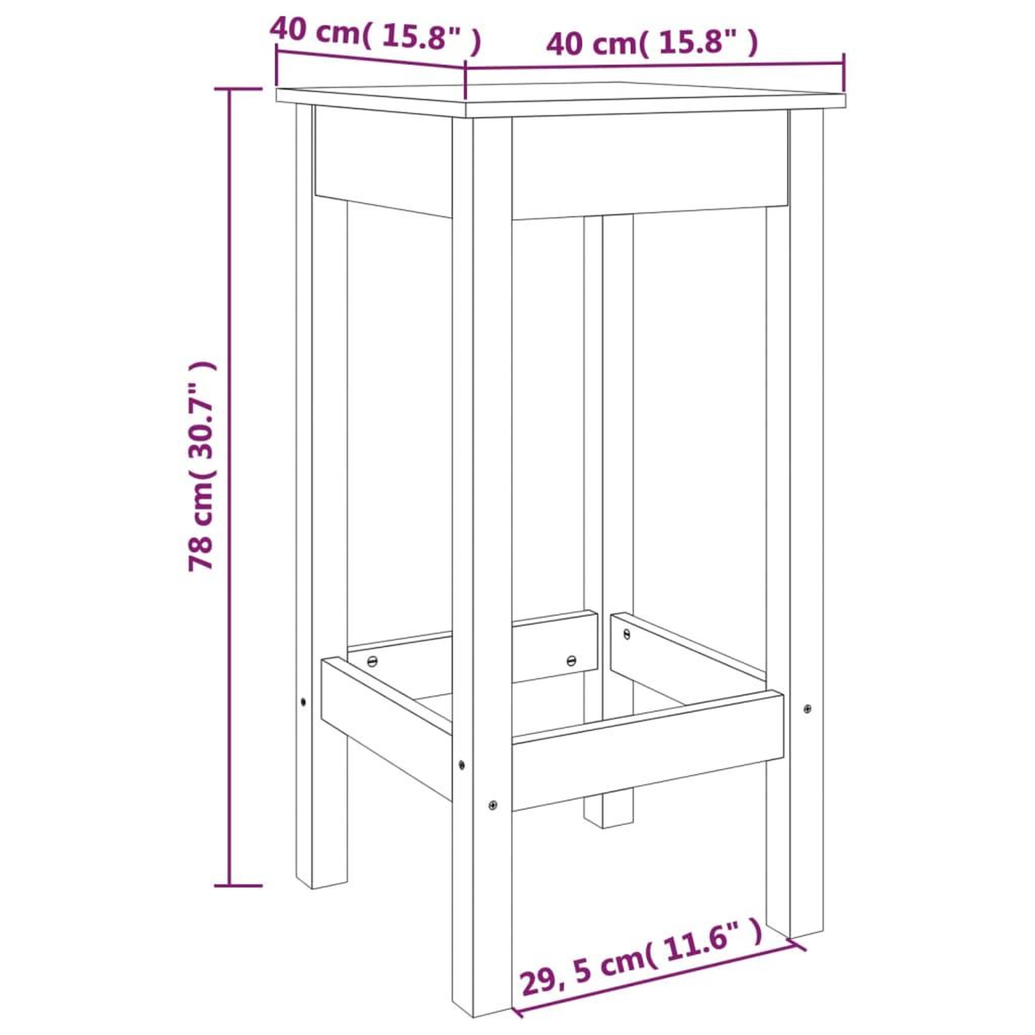 Voir la diapositive 6 : VIDAXL Chaises de bar lot de 2 noir 40x40x78 cm bois de pin solide