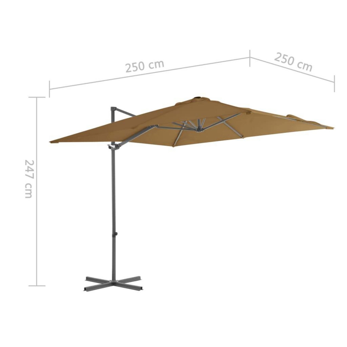 VIDAXL Parasol de jardin avec base portable taupe