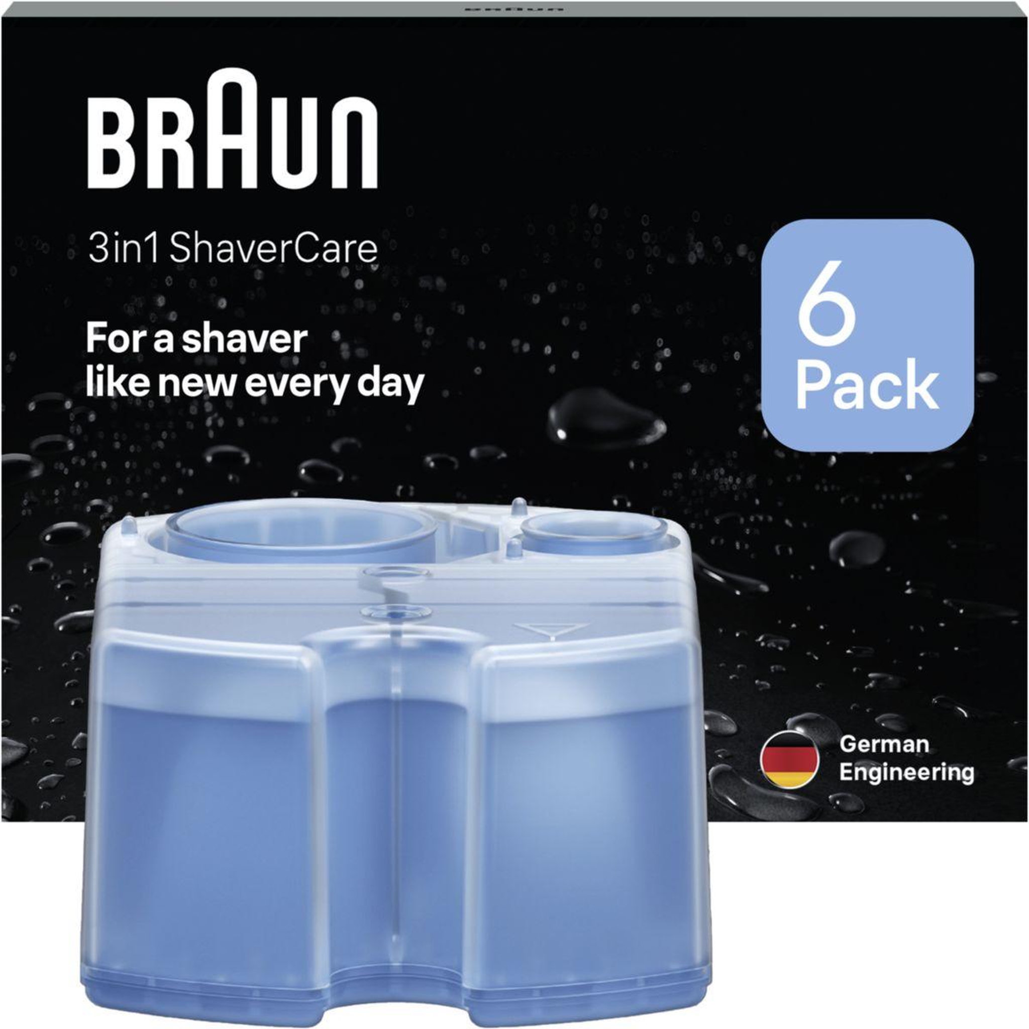 BRAUN Cartouche nettoyante nettoyante shavercare 3-en-1 pour rasoir x6 cartouches