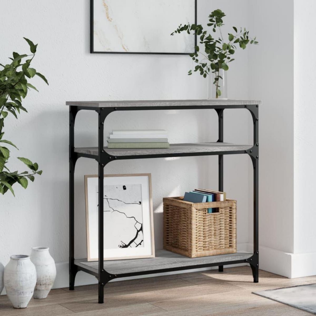 VIDAXL Table console sonoma gris 75x29x75 cm bois d'ingenierie
