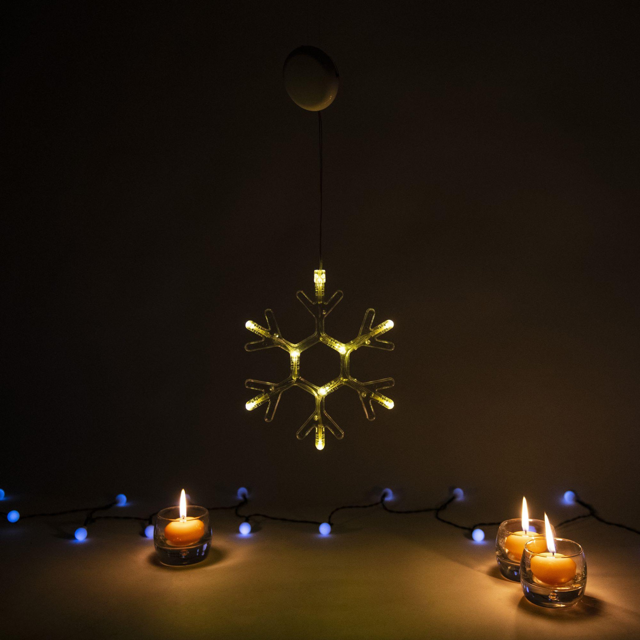 Voir la diapositive 5 : WERKAPRO Flocon lumineux à pile 10 led  19x19x1cm